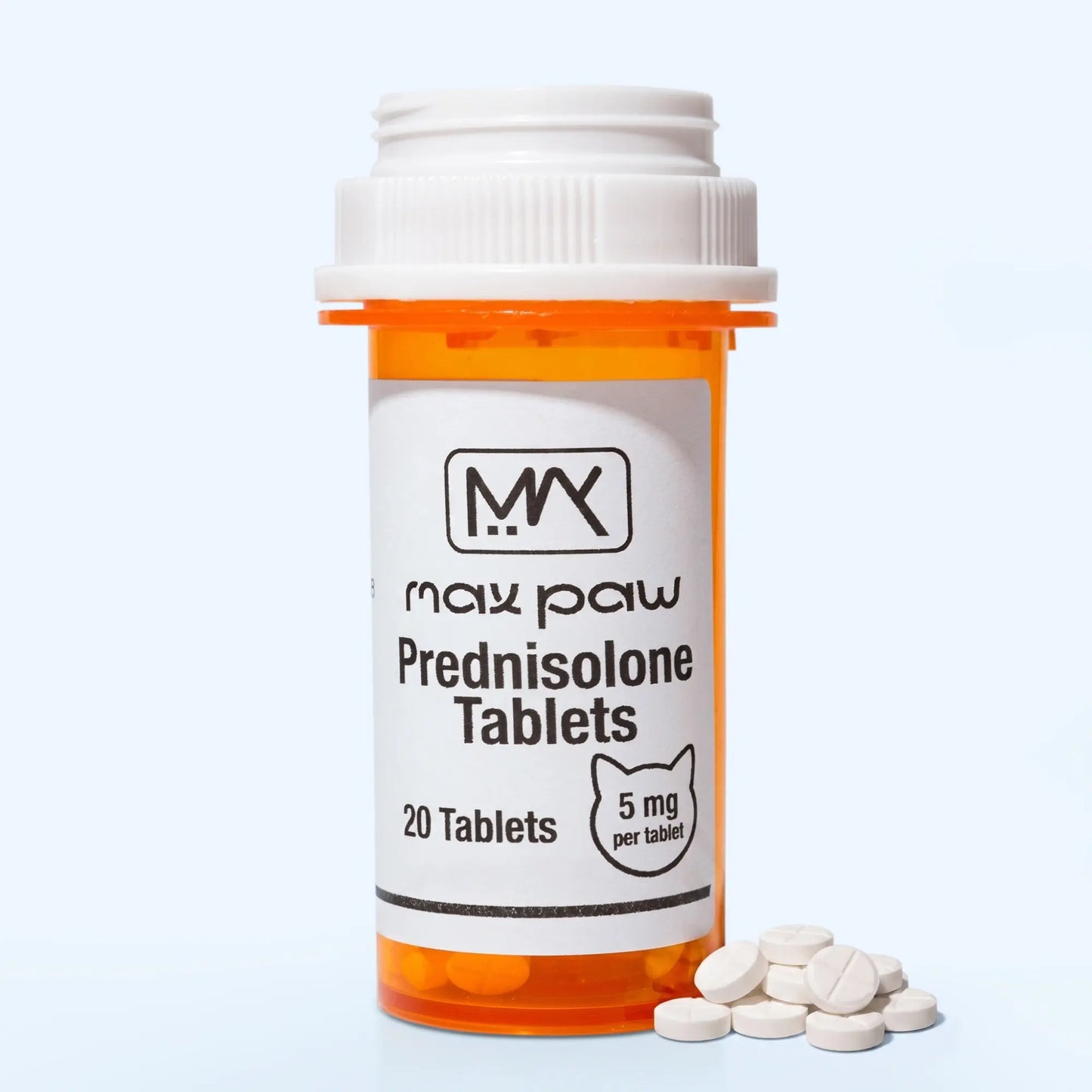 Prednisolone 5 mg tablets for feline inflammation and swelling support, 20-count bottle