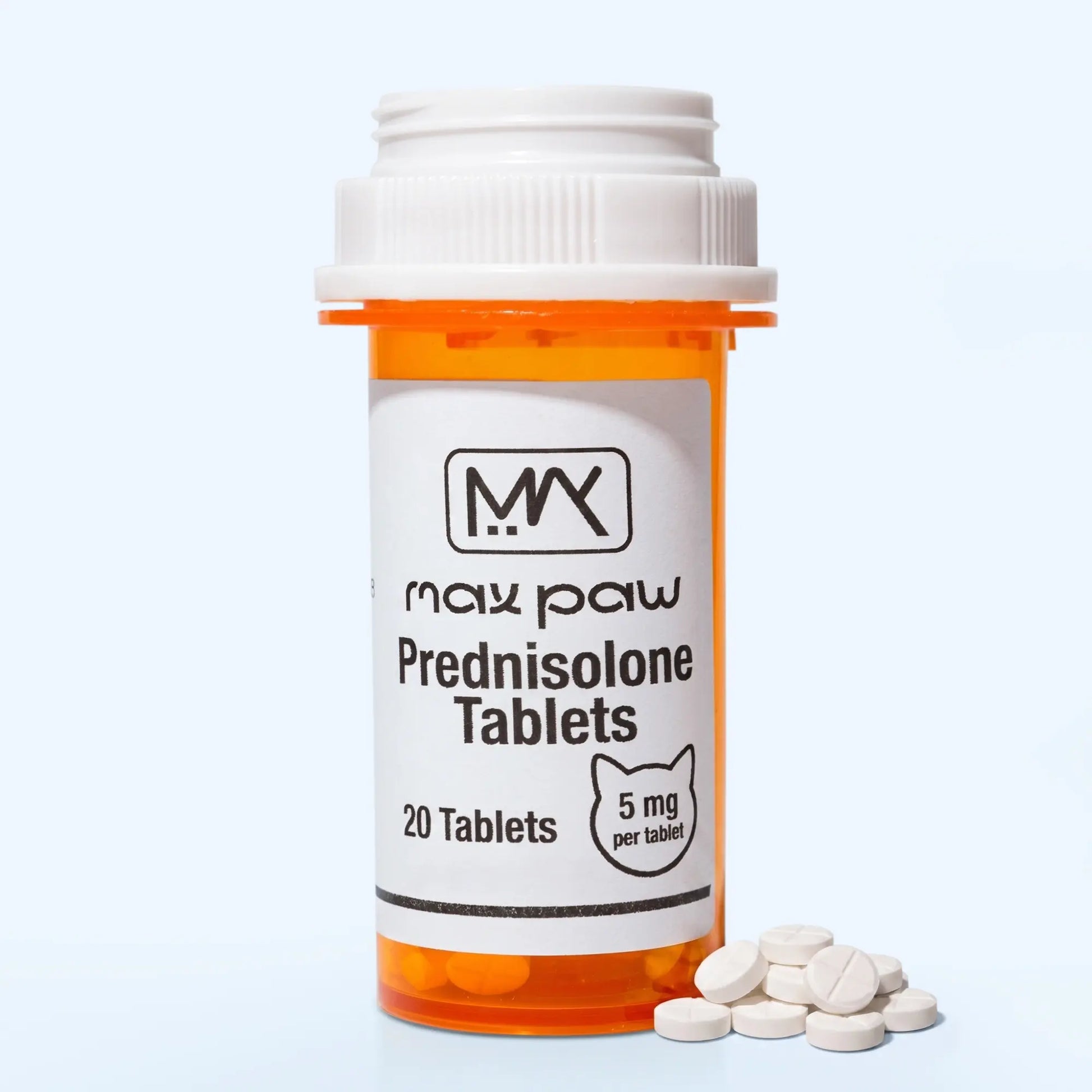 Prednisolone 5 mg tablets for feline inflammation and swelling support, 20-count bottle
